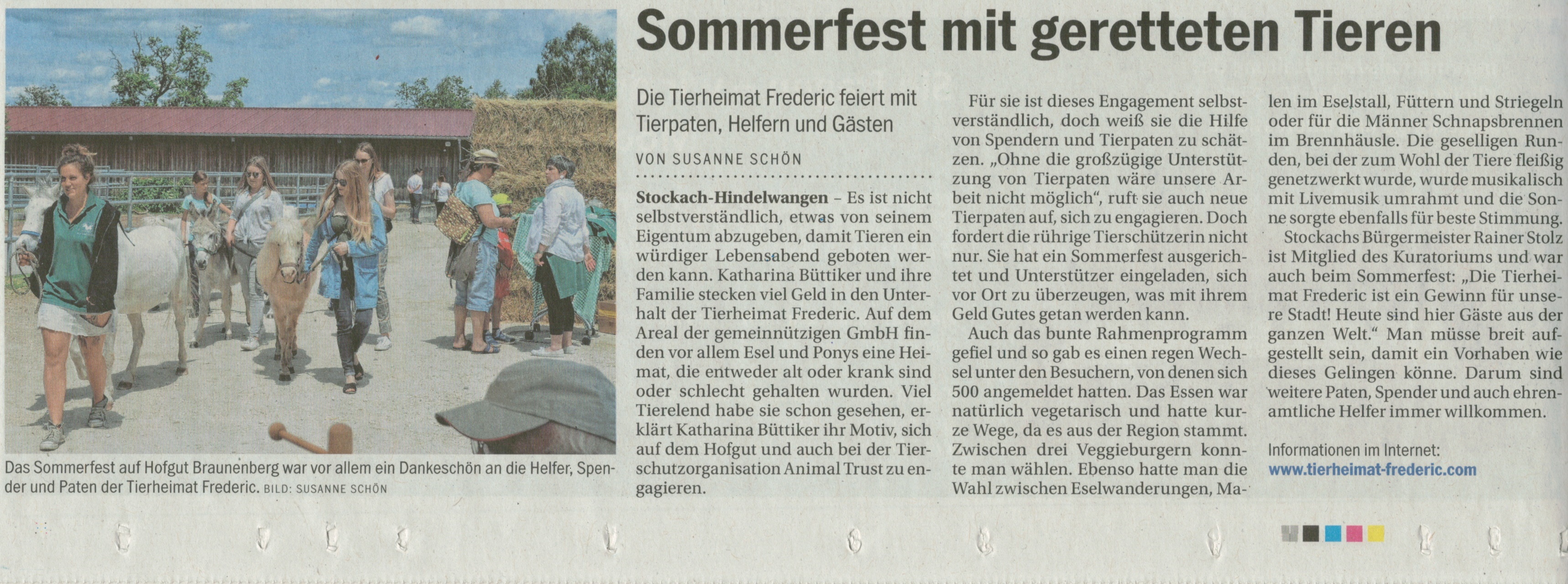 Artikel im Südkurier über das wunderbare Sommerfest auf Hofgut Braunenberg